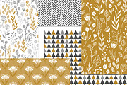 Gold & Grey Modern Floral Patterns, a Pattern Graphic by Wild Twig Co (Thumbnail 9 of 9)