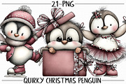 Quirky Christmas Penguin Clipart, an Illustration by Libby Wishes (Thumbnail 1 of 7)