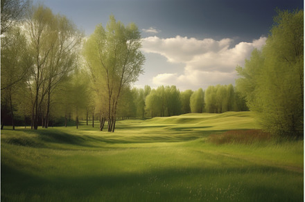 Spring hills landscape. Generate AI, a Nature Photo by Ylivdesign