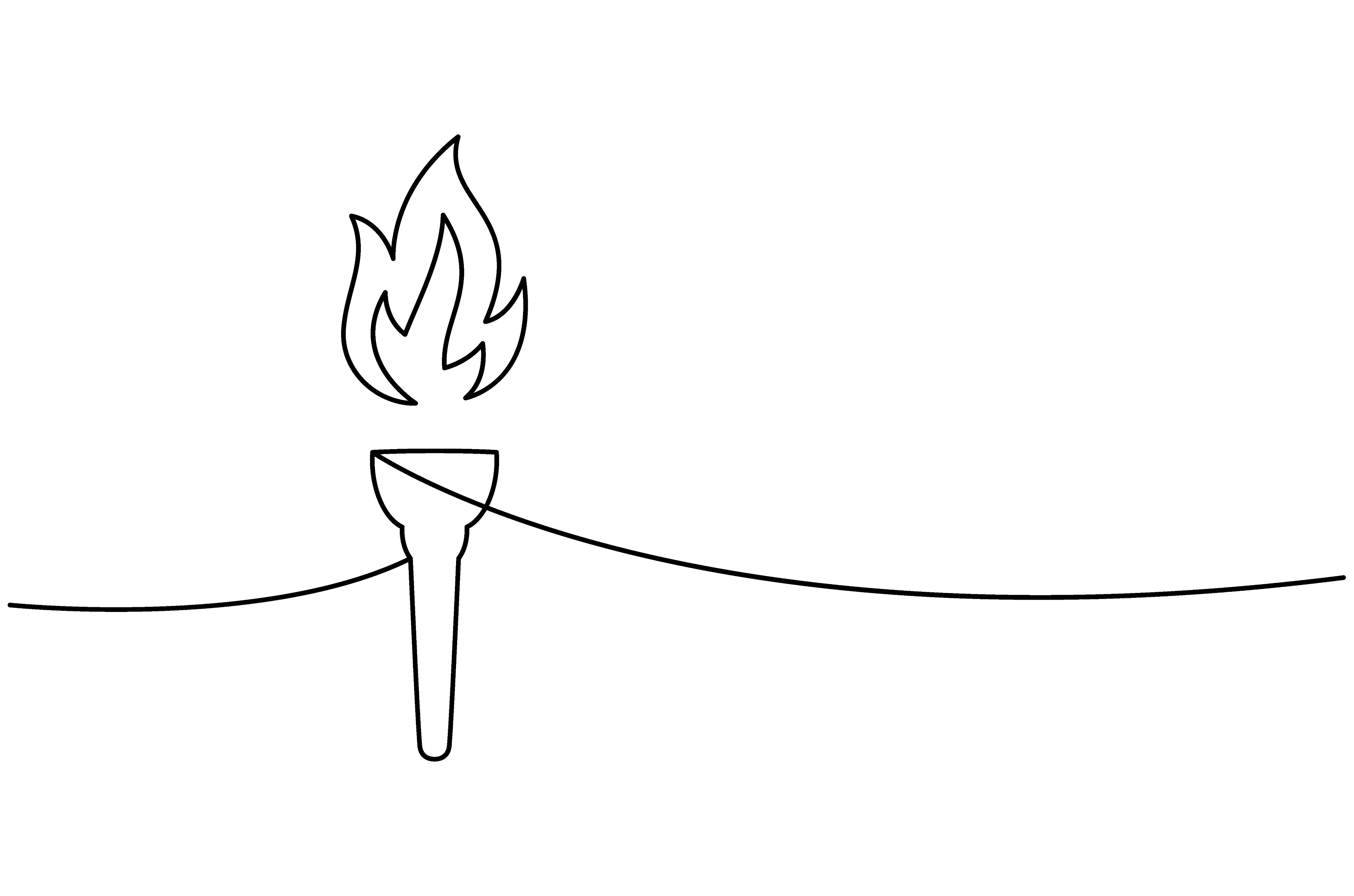 One line torch drawing. Minimalist, an Object Illustration by GraphiShop