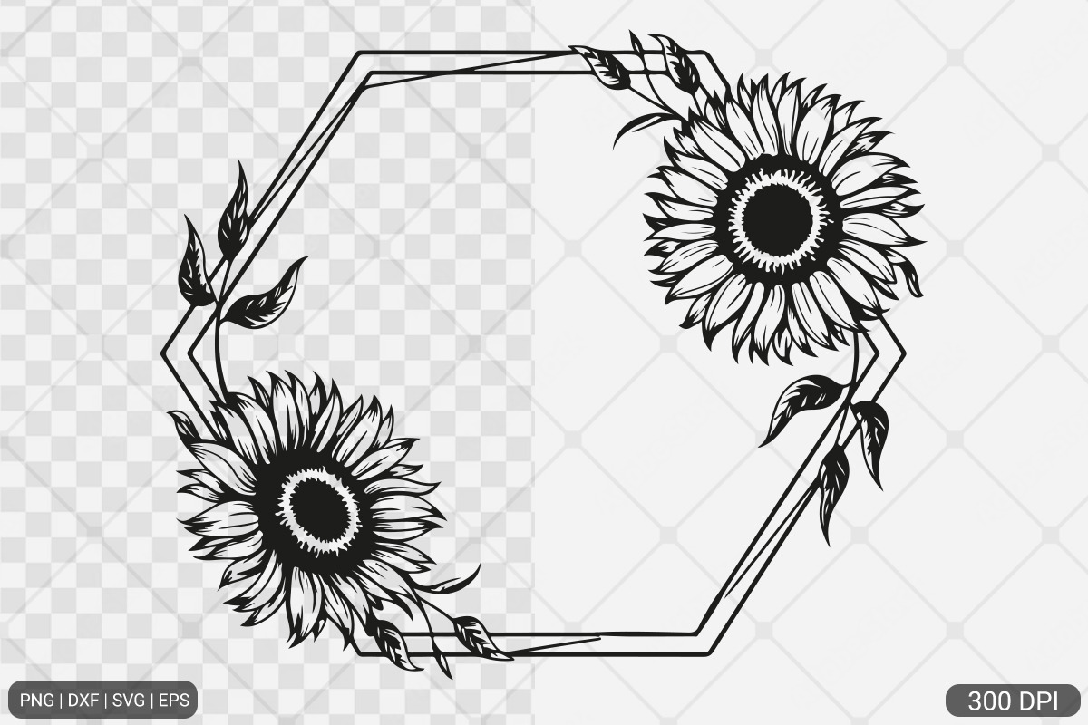 Sunflower Frame SVG PNG Bundle, an Illustration by Actual Pixel (Photo 16 of 23)
