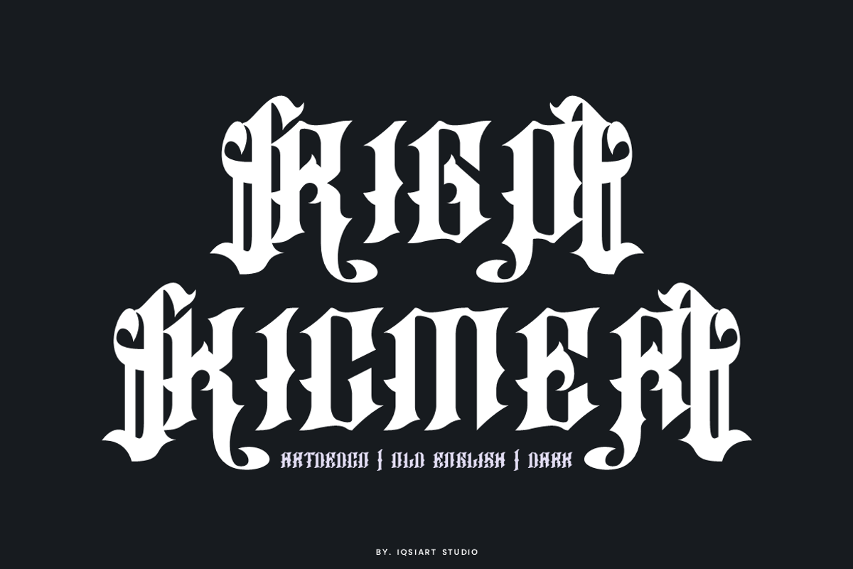 Rigo Kicmer - Old English Font, a Blackletter Font by Iqsiart Studio (Photo 1 of 8)