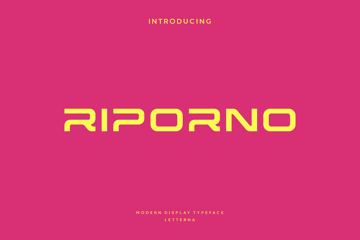 Riporno - Modern Futuristic Typeface, a Sans Serif Font by Letterna (Photo 1 of 4)