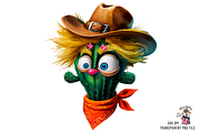 Cactus with Cowboy Hat PNG Bundle, a Graphic by Clipart Bloom (Thumbnail 4 of 15)