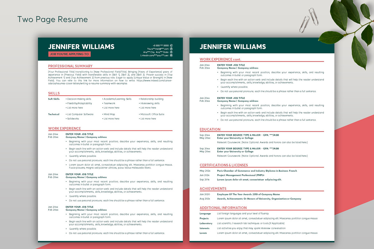 ATS Resume CV Word & Google Docs 45, a Resume Template by MrCam Template Resume|CV (Photo 3 of 8)