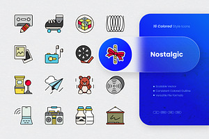 Nostalgic Colored Icons, an Outline Icon by cidcud_graphic