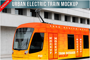 Urban Electric Train Advertising PSD, a Product Mockup by Bruno's Shop