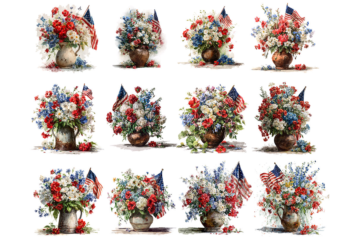 Independence Day Flower Clipart, a Decorative Illustration by stickermadness (Photo 3 of 4)