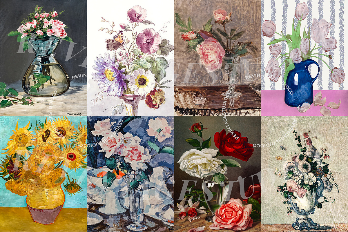 Vintage Flower Prints - Gallery Art, a Background Graphic by RevintageStudio (Photo 2 of 4)