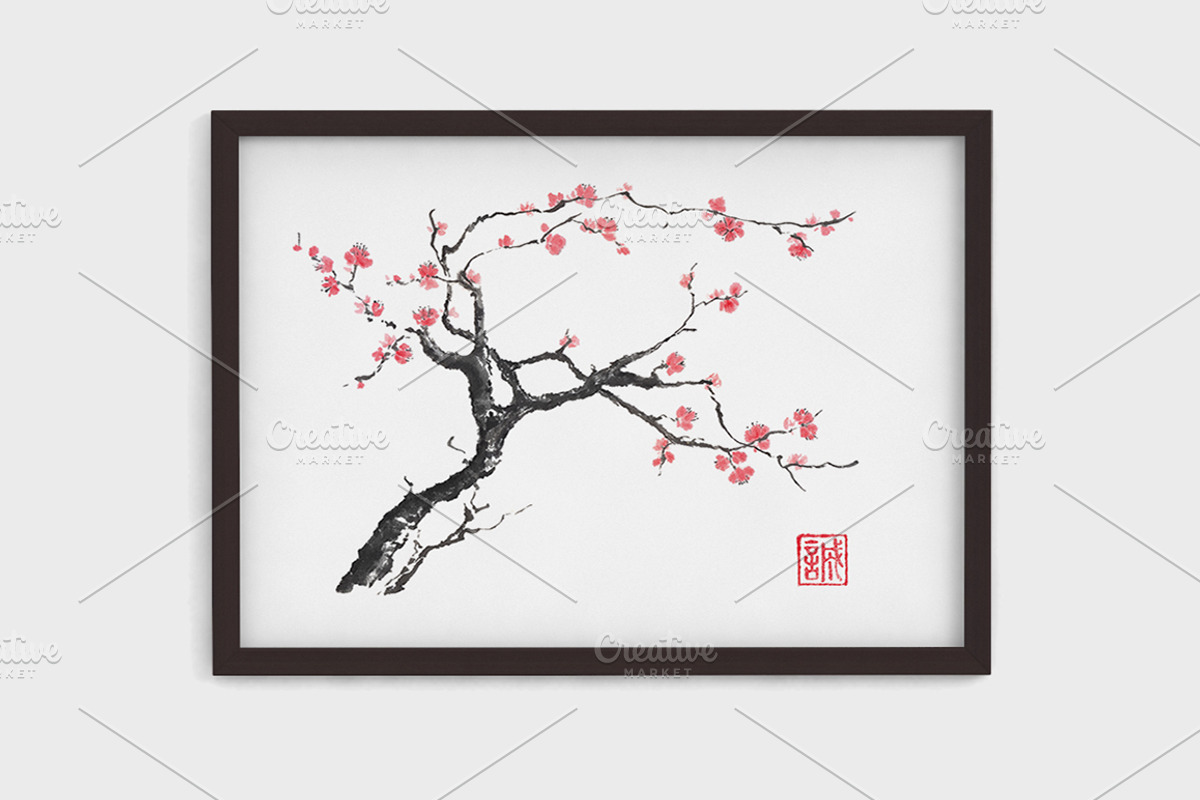 New hope sumi-e painting, a Background Graphic by Quetzal Art (Photo 4 of 4)