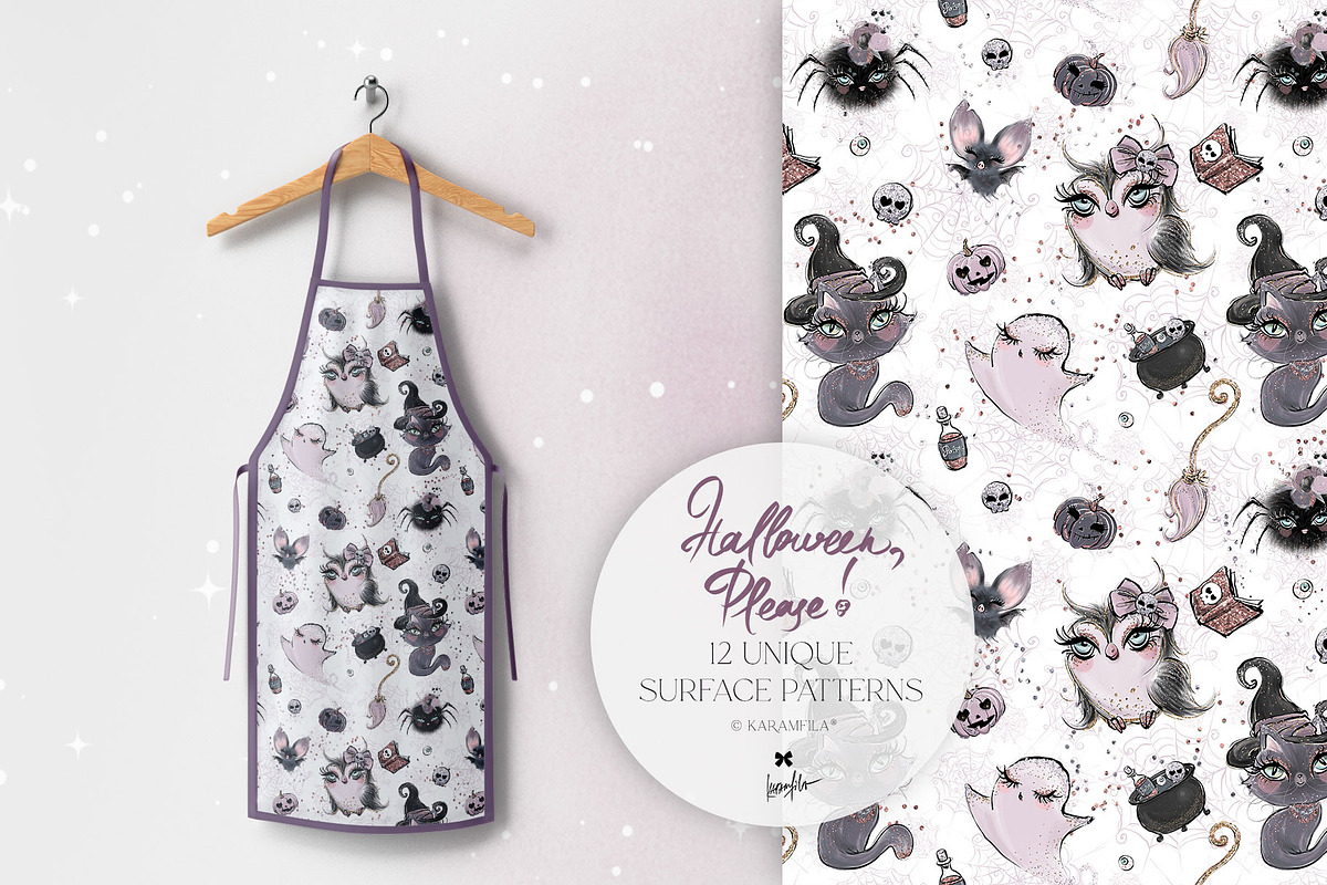 Kawaii Halloween Seamless Patterns, a Pattern Graphic by KaramfilaS (Photo 8 of 32)