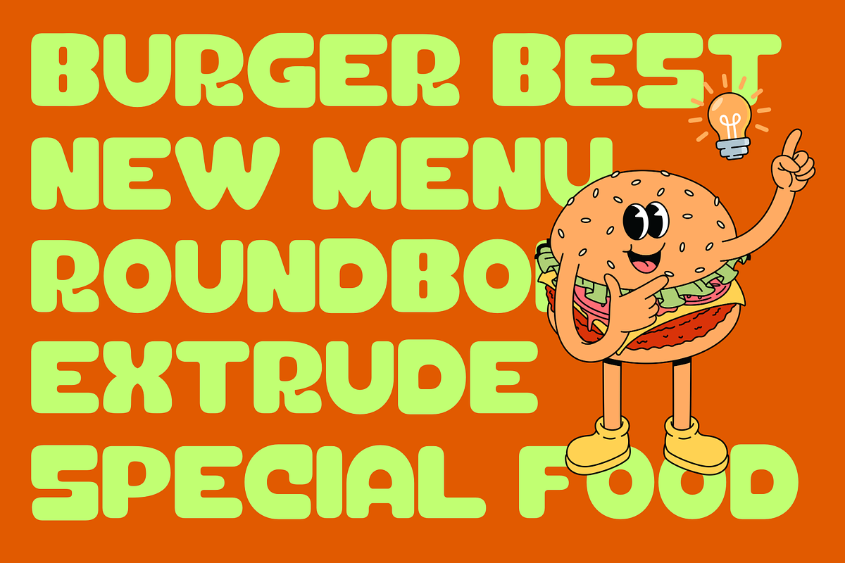 Saro Food - Bold Extrude Logo Font, a Sans Serif Font by Illushvara Design (Photo 2 of 12)