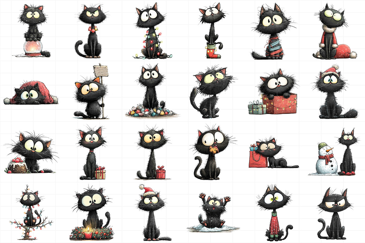 Funny Black Cat Christmas Clipart, an Illustration by Daily.Designs (Photo 5 of 5)