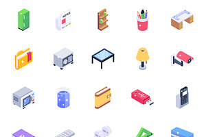 Office Supplies Isometric Icons Pack