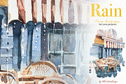 Watercolor Rain Clipart Set, a Seasonal Illustration by ArtCreationsDesign (Thumbnail 5 of 12)
