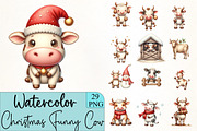 Christmas Funny Cow Clipart, an Illustration by CrexoraLab (Thumbnail 1 of 5)