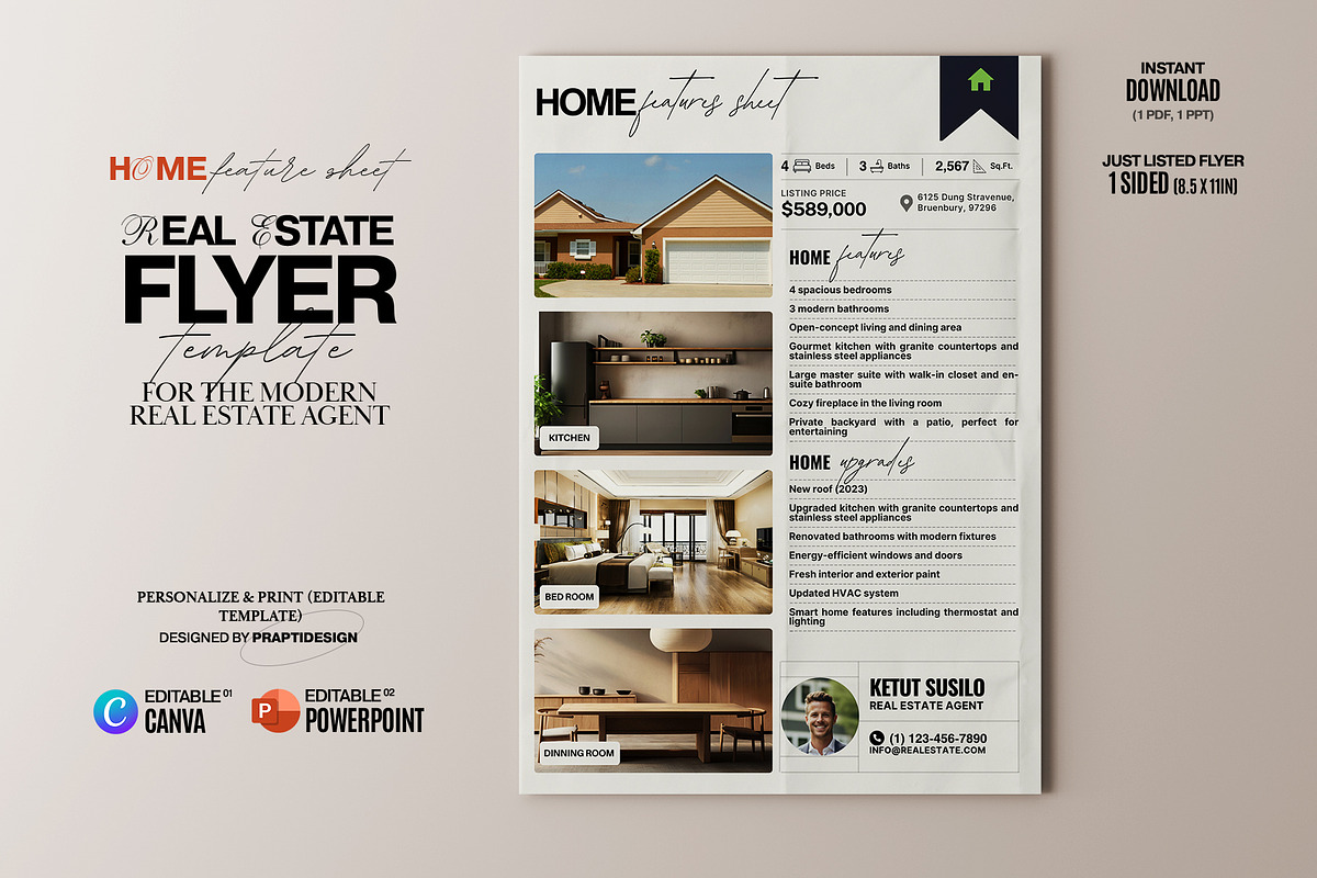 Realtor Property Listing Sheet, a Flyer Template by Prapti Design (Photo 1 of 10)