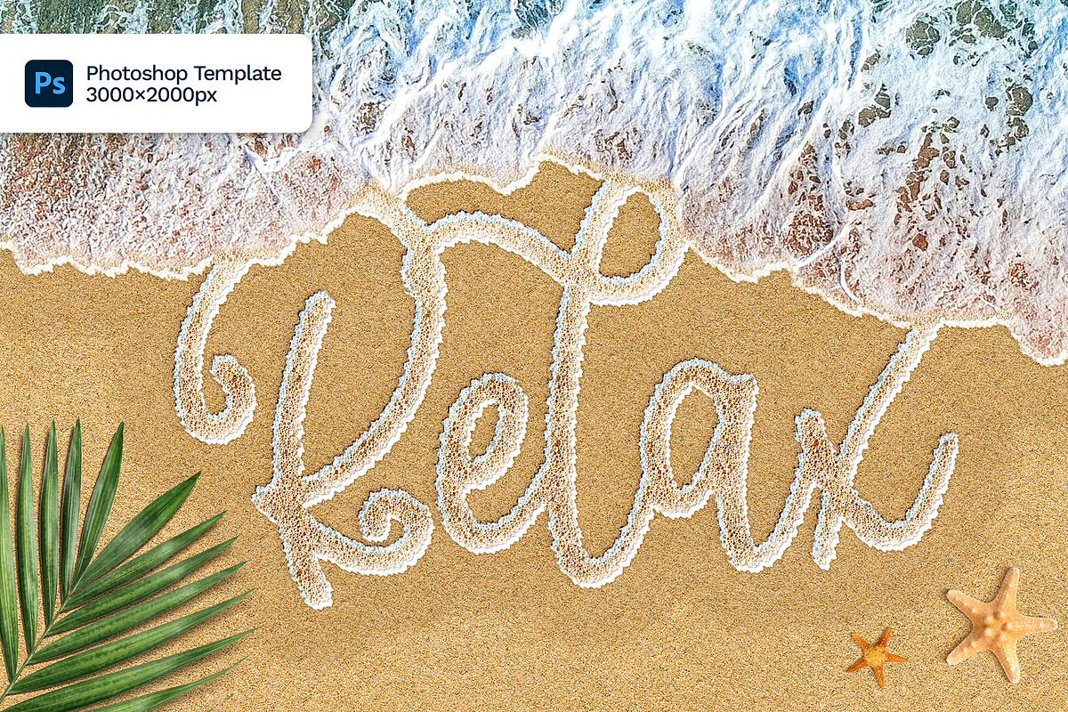 Sea Foam Text on Sand Photoshop Temp, a Layer Style Add-On by Andrew Skoch Design (Photo 4 of 6)