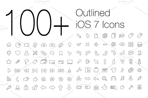 100 Outlined Ios 7 Icons