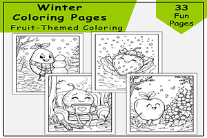 Winter Coloring Pages: Fruit-Themed, a Seasonal Illustration by Lamia Emad