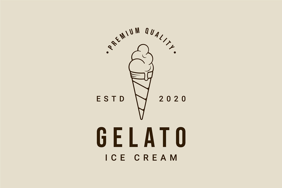 ice cream logo line art simple, a Branding & Logo Template by zyxroun shop