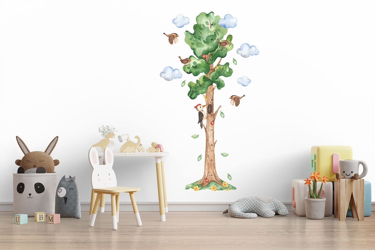 Tree height meter watercolor, a Seasonal Illustration by Marina Ermakova (Photo 4 of 4)