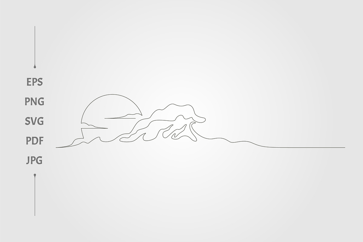 Ocean wave a single line, an Object Graphic by lawoel (Photo 2 of 3)