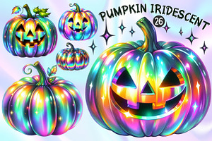 Halloween Pumpkin Iridescent Clipart, an Illustration by Dream Creation