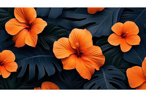 Vibrant Orange Hibiscus Flowers