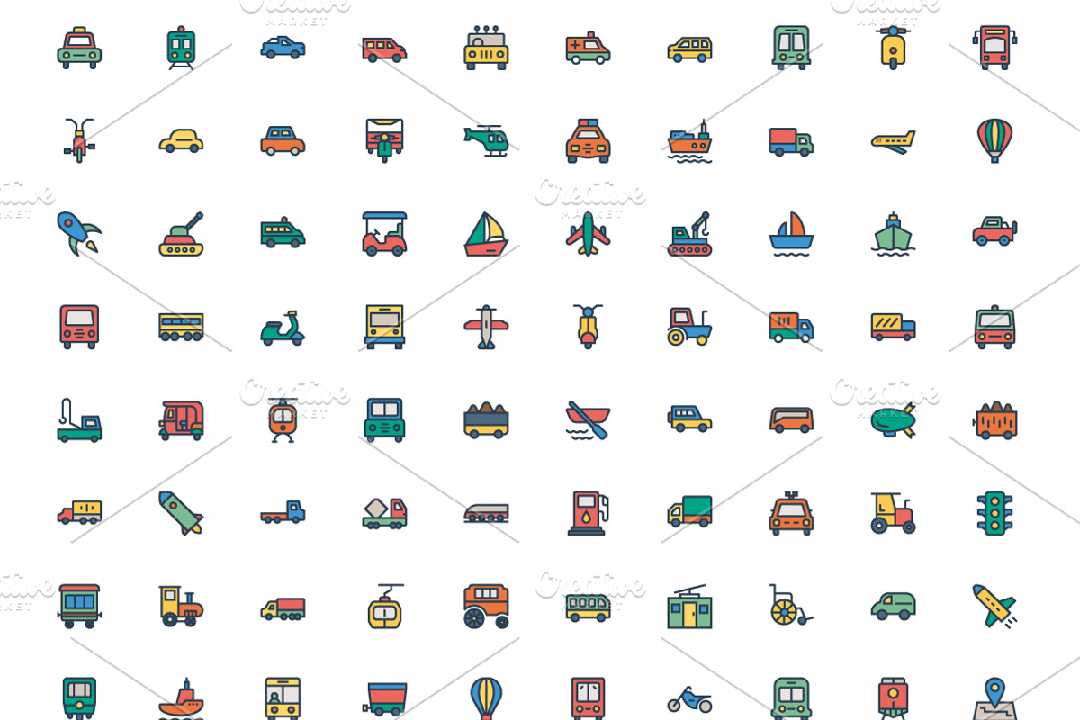 185 Transport line color icons, an Icon by Dinosoftlabs (Photo 2 of 2)