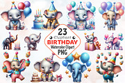 Elephant Birthday Watercolor Clipart, an Illustration by RobertsArt (Thumbnail 1 of 8)