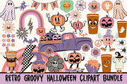 Retro Groovy Halloween Clipart PNG, an Object Graphic by RETROVIBZDESIGNS (Thumbnail 1 of 6)
