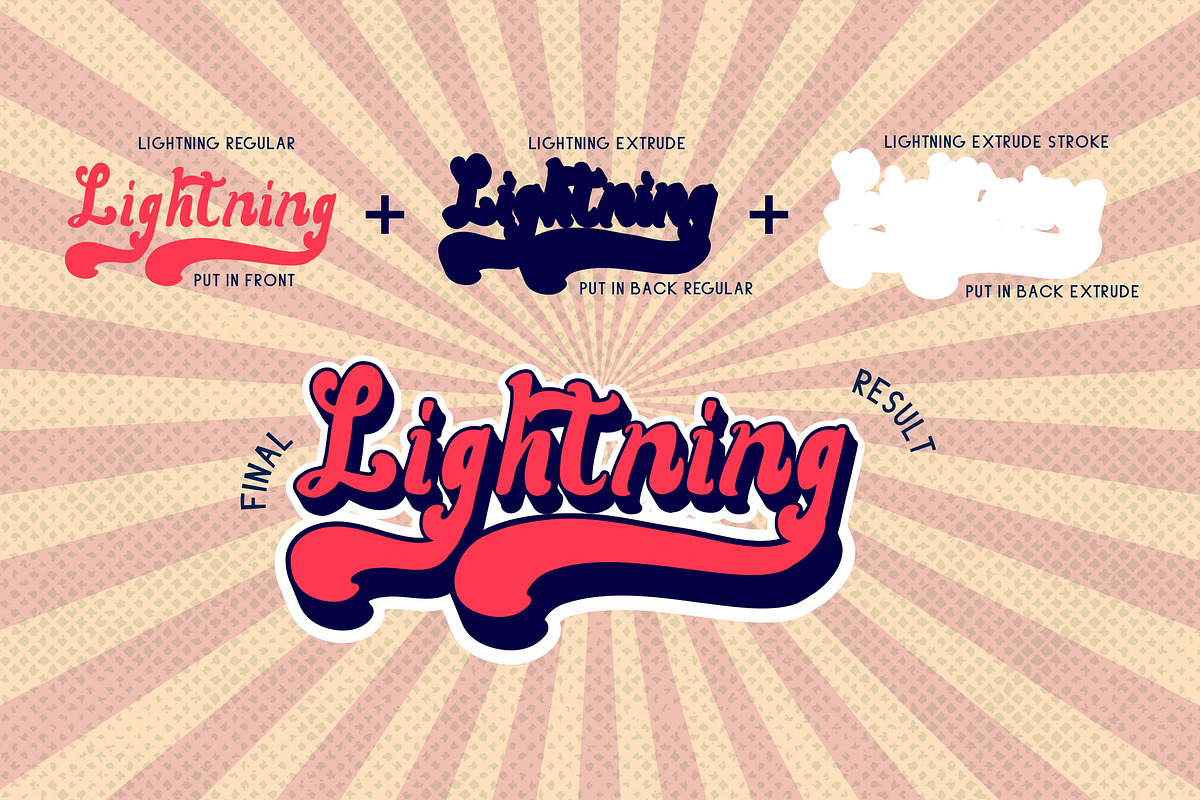 Lightning - A Bold Retro Font, a Script Font by Graphiqa Studio (Photo 7 of 11)