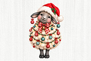 Whimsical Christmas Sheep Clipart, a Seasonal Illustration by fashionaddict (Thumbnail 7 of 11)