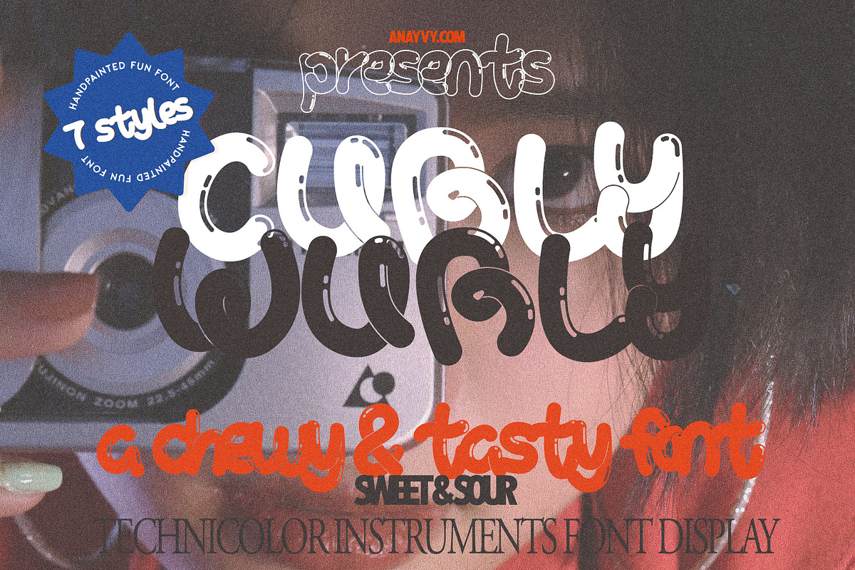 Curly Wurly | Retro Display Bubble, a Sans Serif Font by ana & yvy (Photo 5 of 13)
