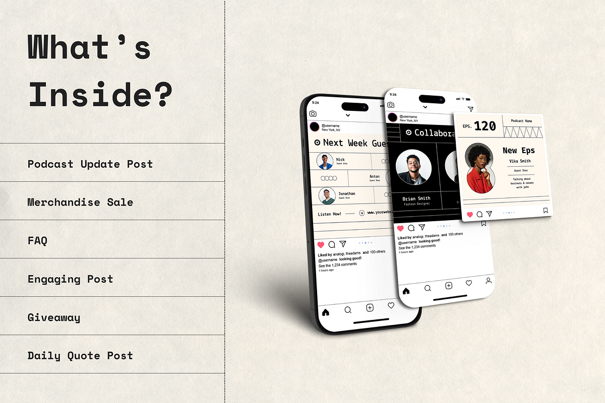 120 Podcast Instagram Template, a Social Media Template by Branding Victory STD (Photo 2 of 10)