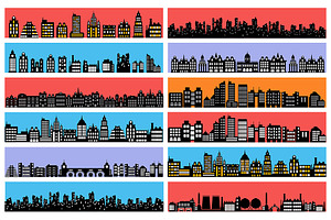 Set of city landscape silhouettes, a Work Illustration by AlexZeL