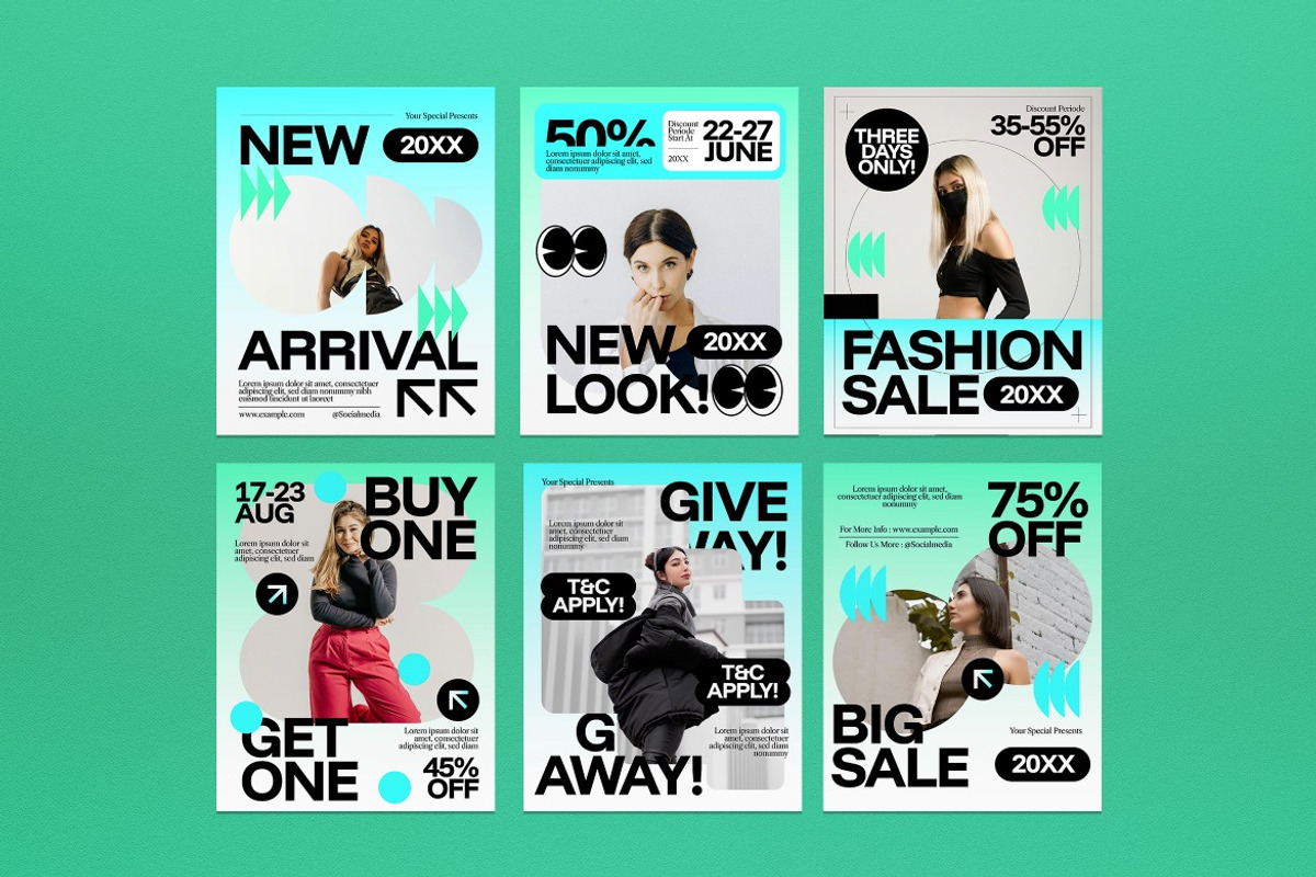 Blue Green Fashion Instagram Set, a Social Media Template by graphicook (Photo 2 of 3)