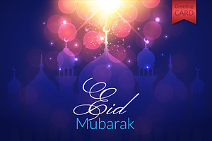 Eid Mubarak Vector Greeting Card
