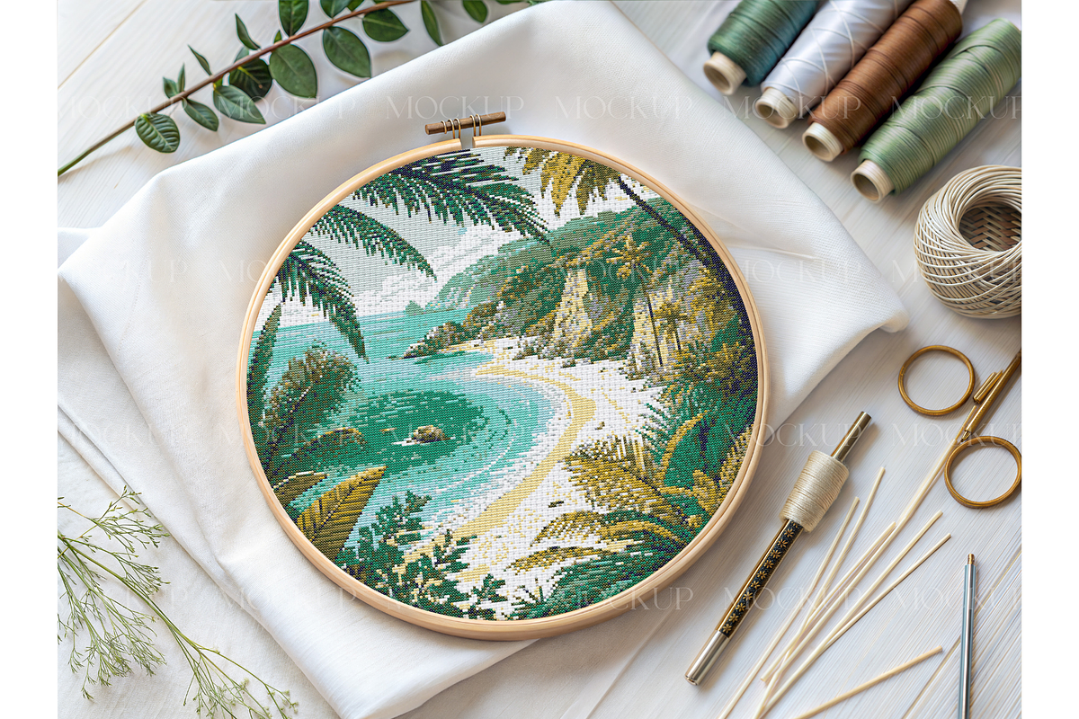 Earth Tones Embroidery Flat Lay, a Product Mockup by MockupWizard (Photo 3 of 3)