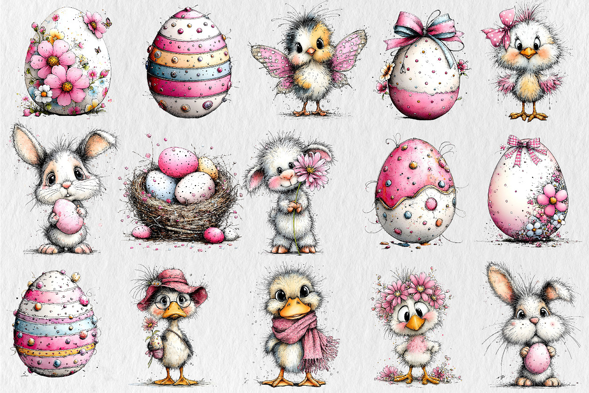Whimsical Easter Clipart, a Seasonal Illustration by Rose Art (Photo 3 of 4)