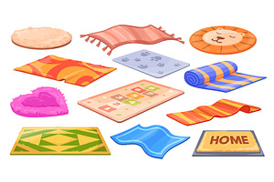 Cartoon rugs. Wool carpet roll, mat, an Object Illustration by Stock-Smart-Start