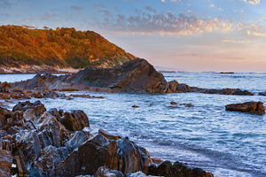 Sunrise ocean view from beach (Bay of Biscay)., a Nature Photo by YuriyB