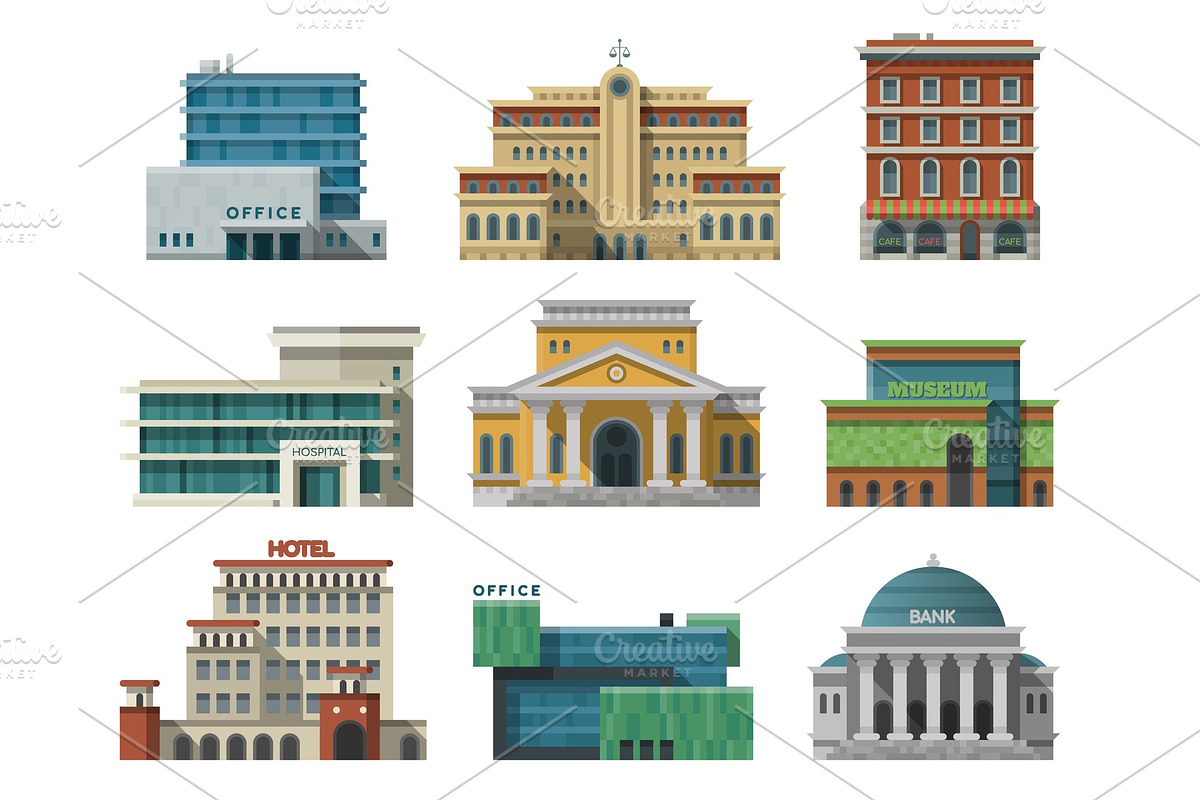 Different city public buildings, an Object Graphic by RocketArt