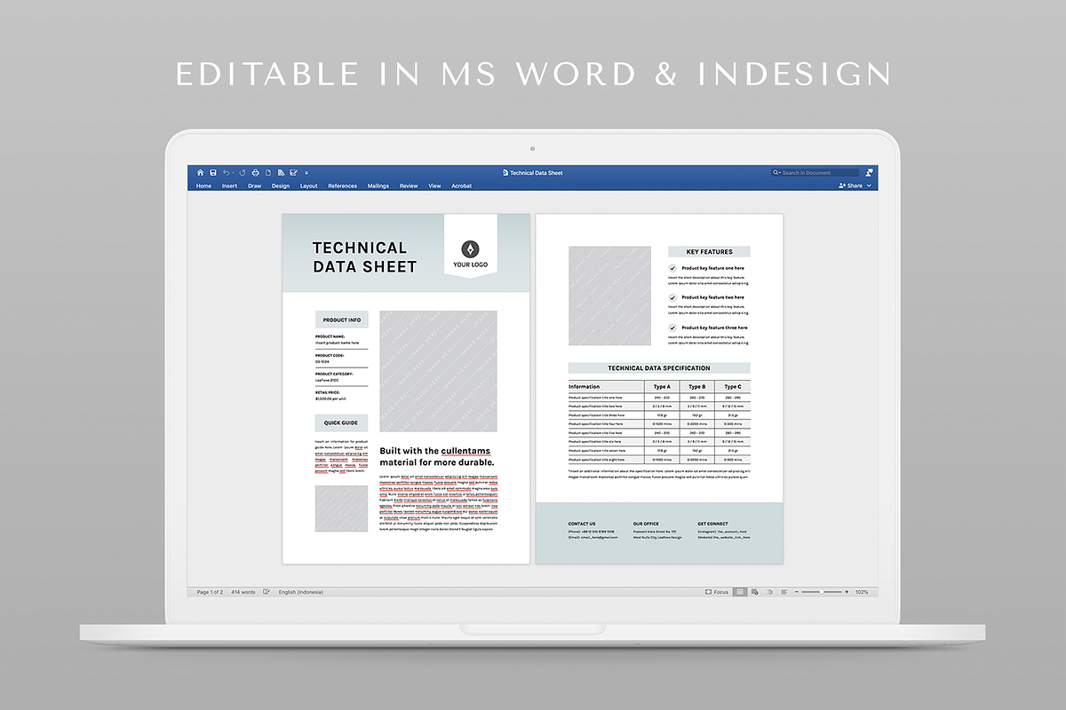 Technical Data Sheet, a Flyer Template by Leaflove