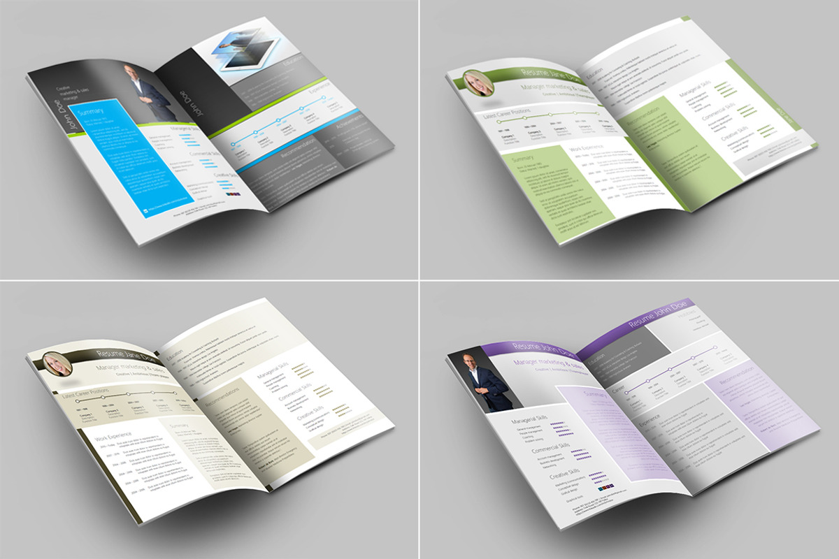 4 Unique modern resumes (CV's), a Resume Template by DutchDigitalDesign (Photo 1 of 7)