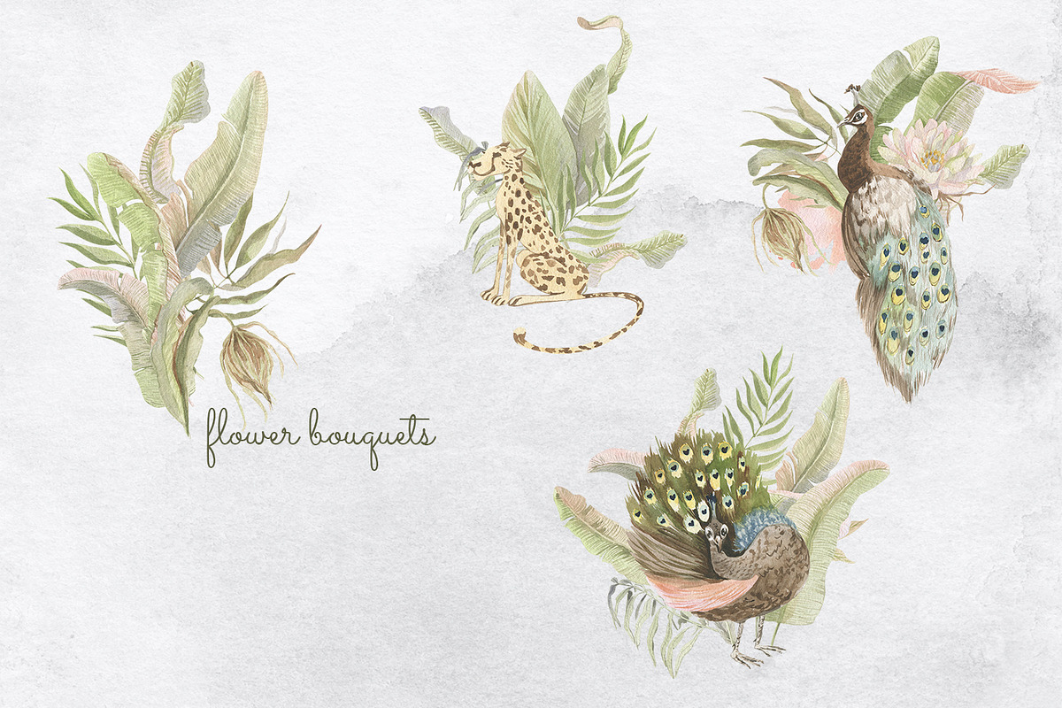 Exotic. watercolor set, an Illustration by Love Watercolor Store (Photo 4 of 11)