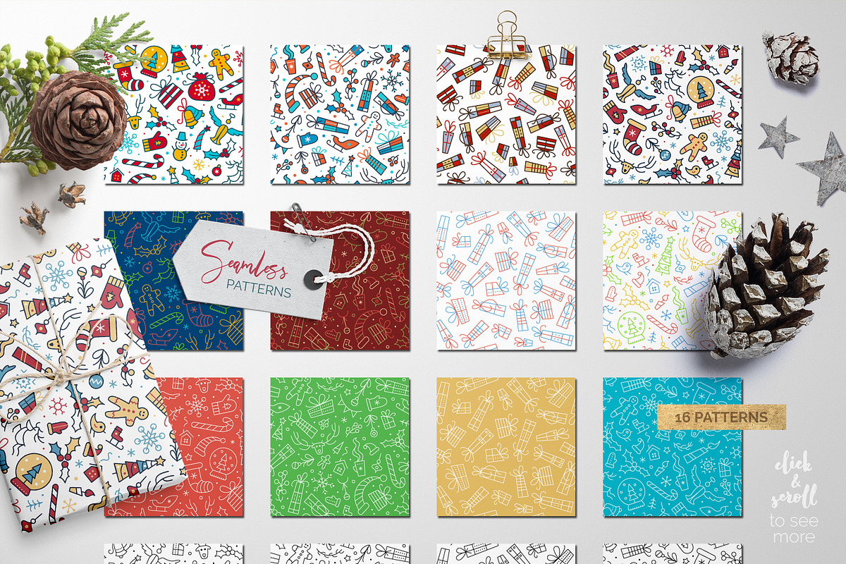 CHRISTMAS font ❆ clipart ❆ patterns preview 8