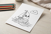 182 Boat Coloring Pages for Kids, a Transportation Illustration by ikarifq shop (Thumbnail 3 of 5)
