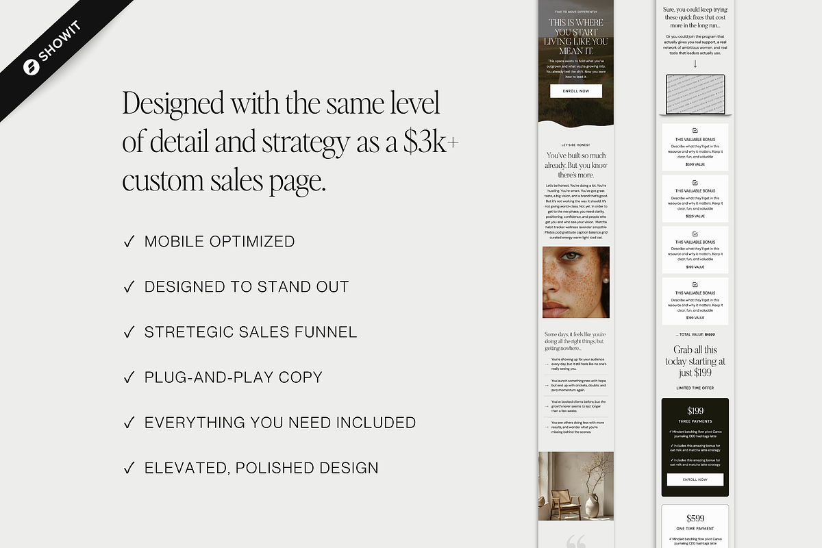 Showit Sales Page Template | Bergamo, a Websites & App Template by Designorina (Photo 5 of 8)